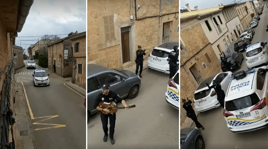 بالفيديو.. الشرطة الإسبانية تغني للمواطنين لتشجيعهم على البقاء في منازلهم