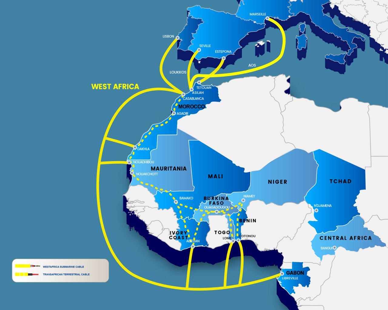 الكابل البحري لاتصالات المغرب يوفر الأنترنيت لدول إفريقيا