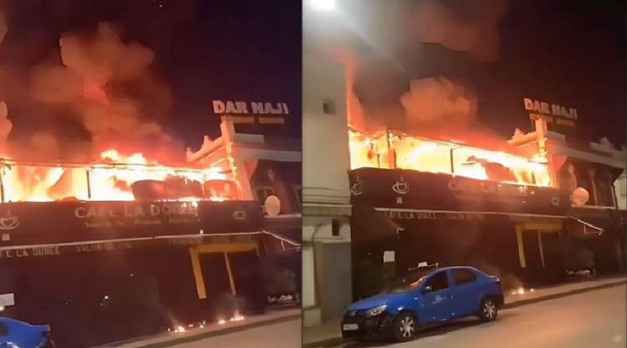 حريق مهول بأحد أشهر المطاعم في باب الاحد بالرباط (فيديو)