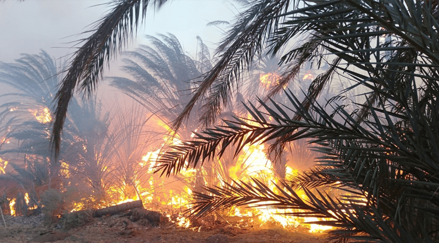 سكان فم الحصن بطاطا يحصون مخلفات الحريق